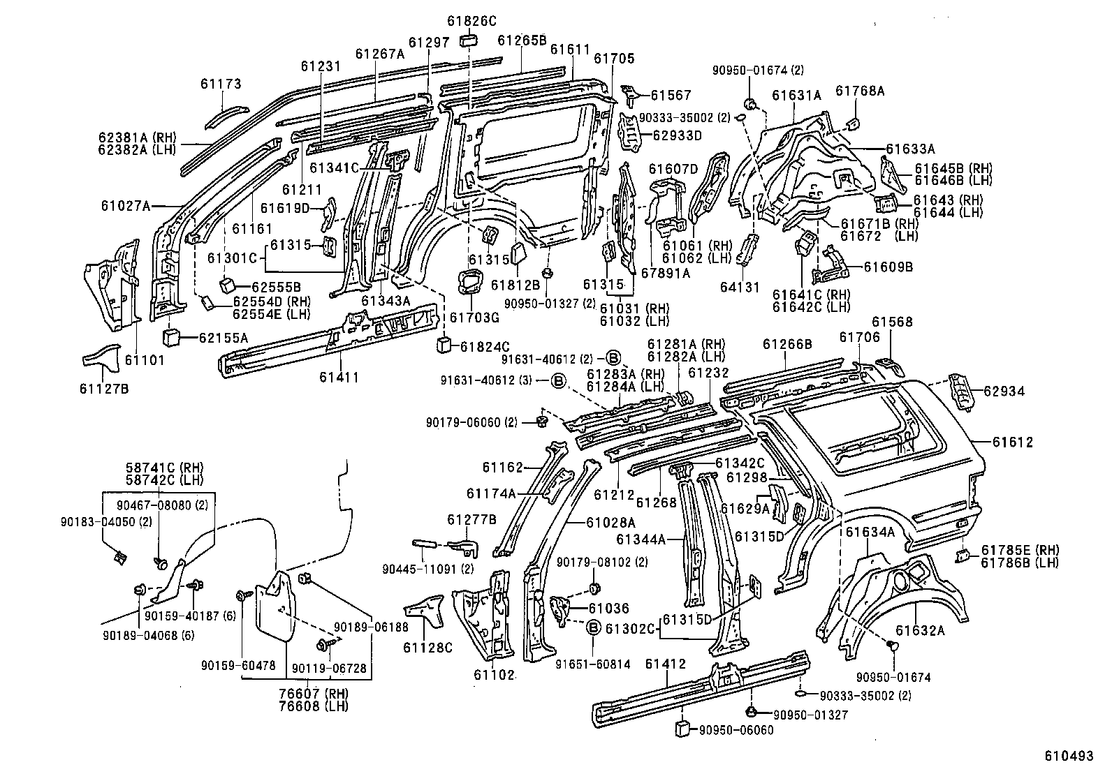 76607-39035 MUDGUARD SUB-ASSY, QUARTER PANEL, REAR RH product image