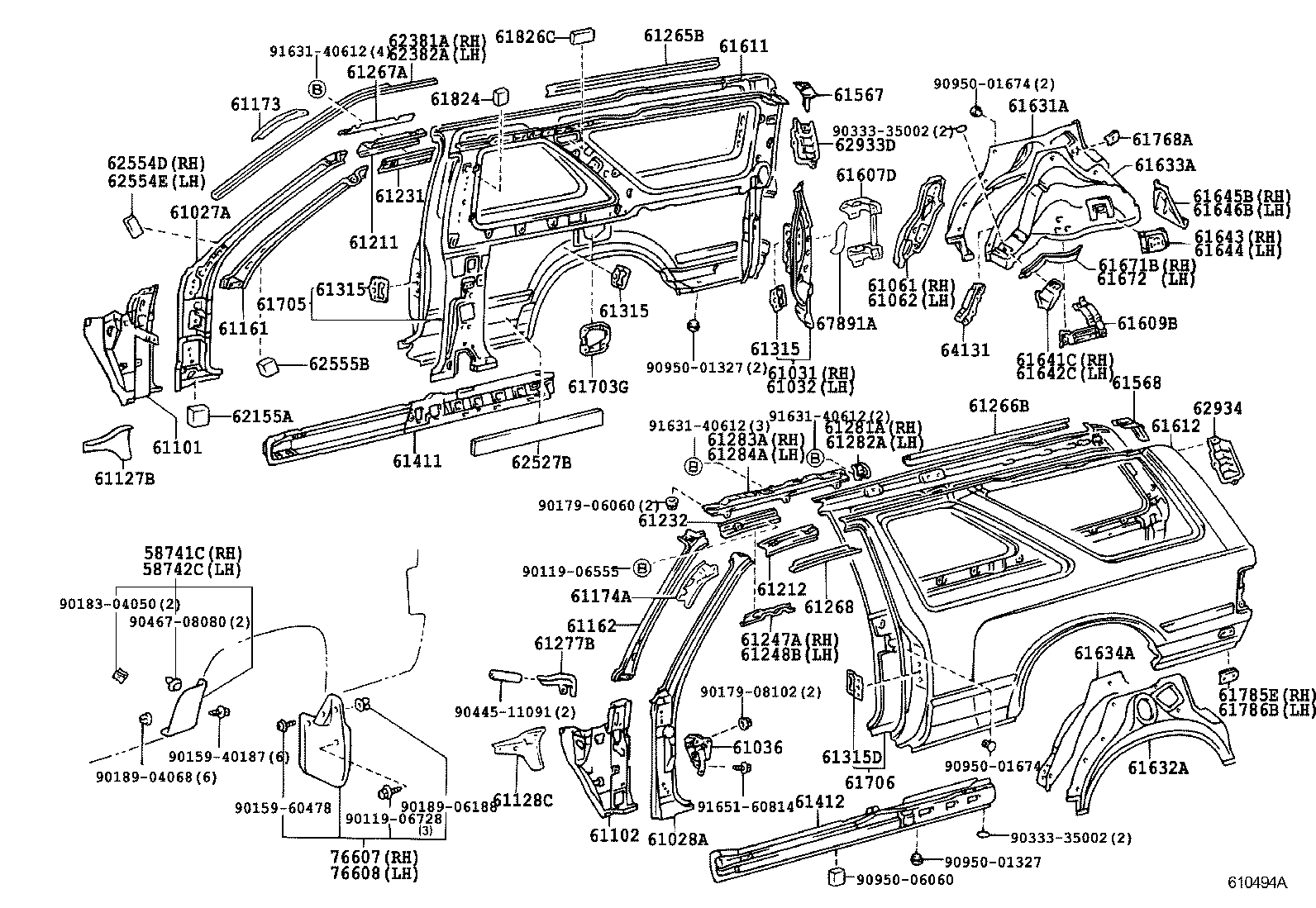 76607-39035 MUDGUARD SUB-ASSY, QUARTER PANEL, REAR RH product image