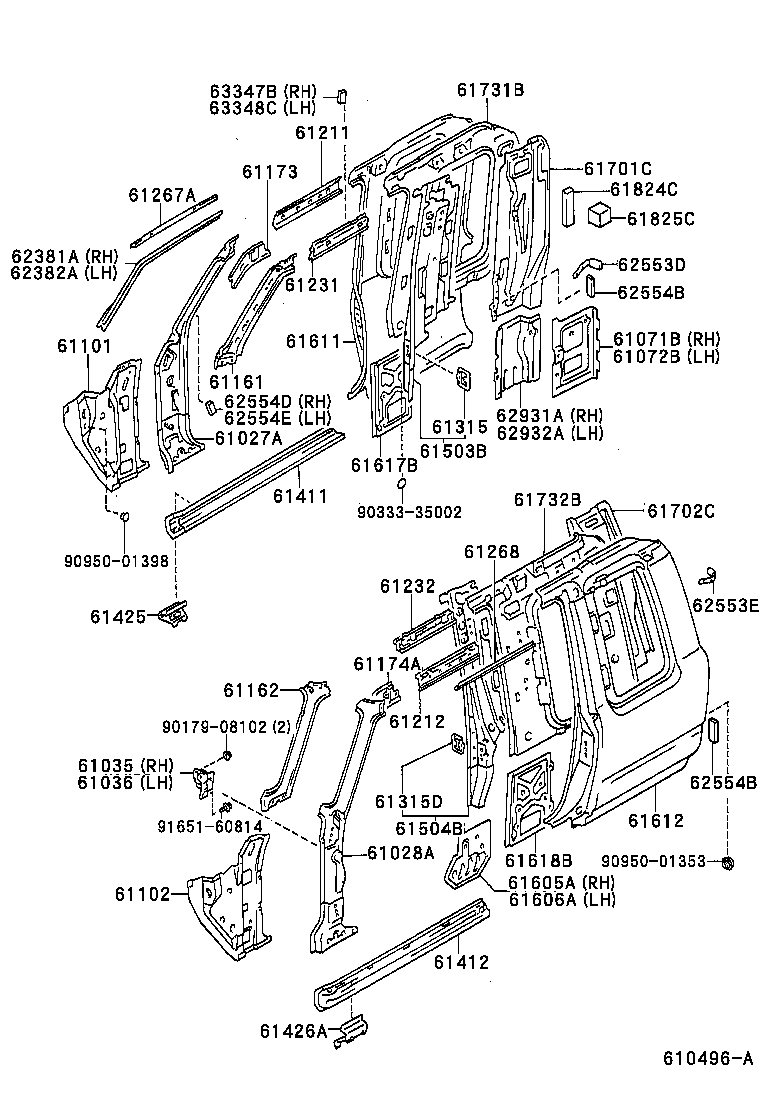 61102-89901 PANEL SUB-ASSY, COWL SIDE, LH product image