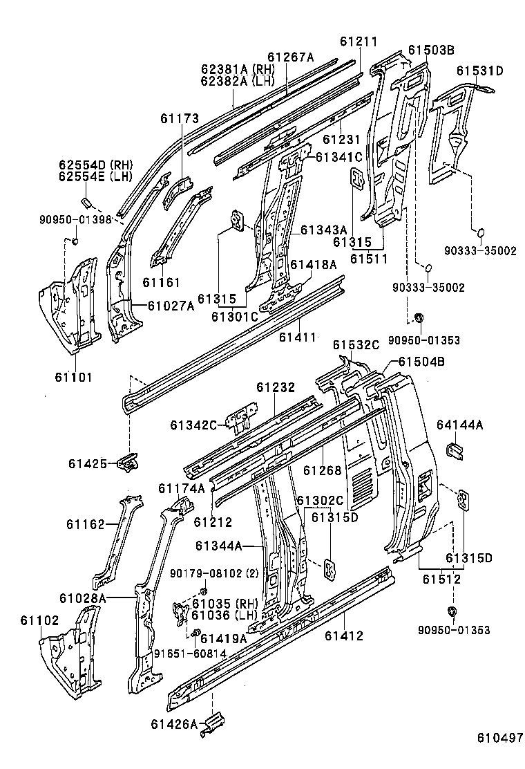 61102-89901 PANEL SUB-ASSY, COWL SIDE, LH product image