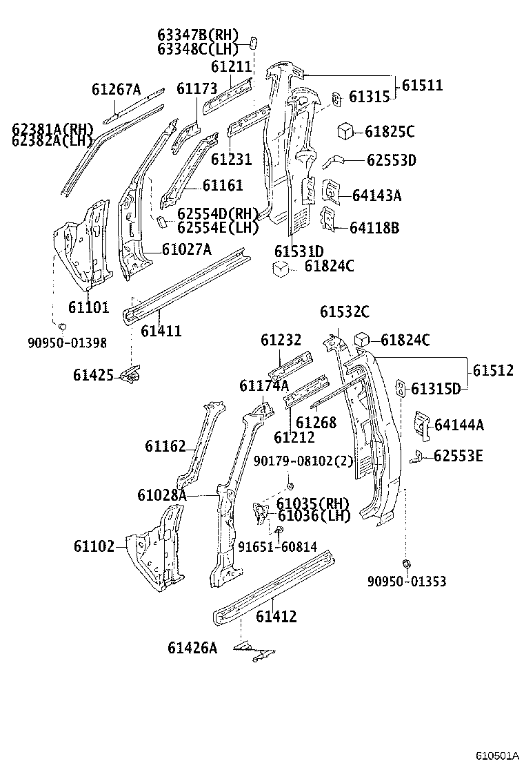61102-89901 PANEL SUB-ASSY, COWL SIDE, LH product image