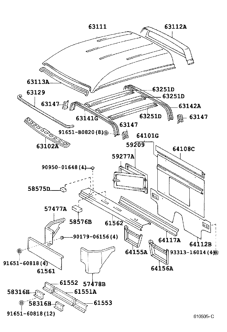 63141-60040 REINFORCEMENT, ROOF PANEL, NO.1 product image