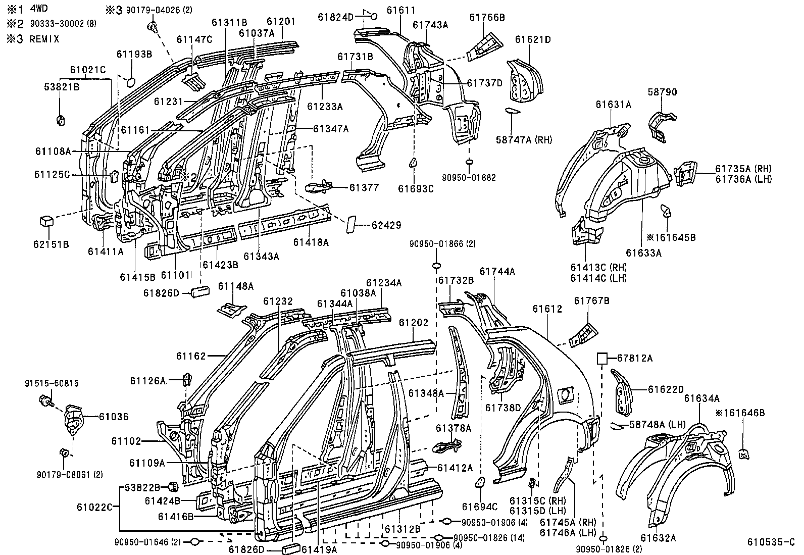 61212-10100 RAIL SUB-ASSY, ROOF SIDE, LH product image