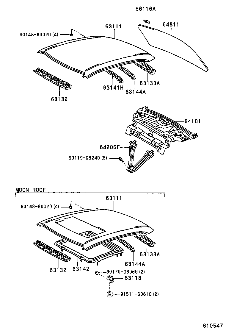 63241-02020 BRACKET, SLIDING ROOF HOUSING FRONT MOUNTING, RH product image