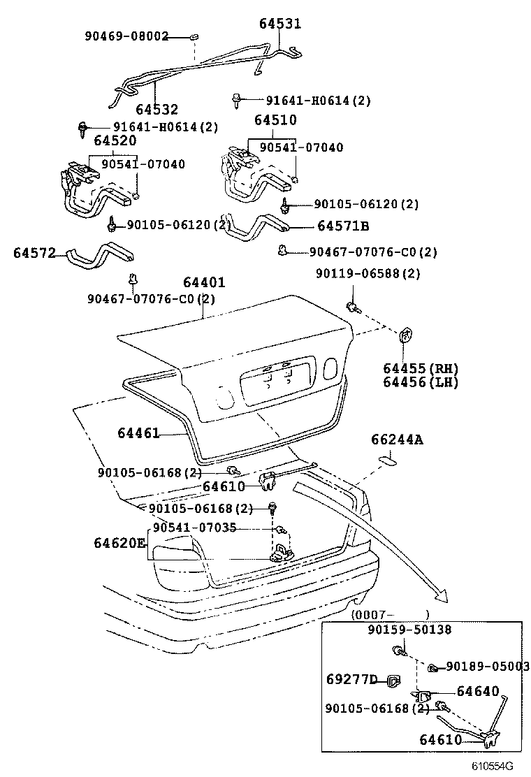 Toyota 64532-30260 BAR, LUGGAGE DOOR HINGE TORSION, LH