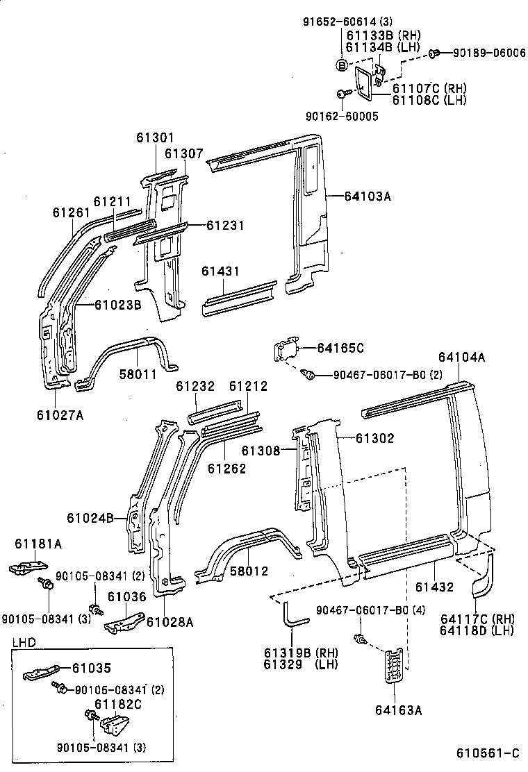 61302-25010 PILLAR SUB-ASSY, CENTER BODY, LH product image