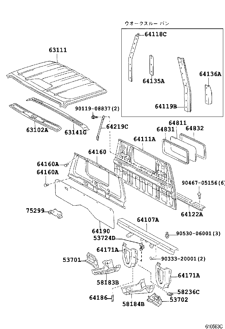 64811-37100 GLASS, BACK WINDOW product image