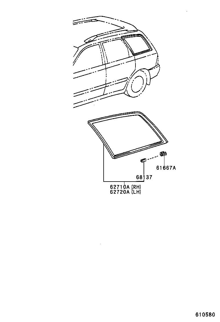 62720-21170 WINDOW ASSY, QUARTER, LH product image