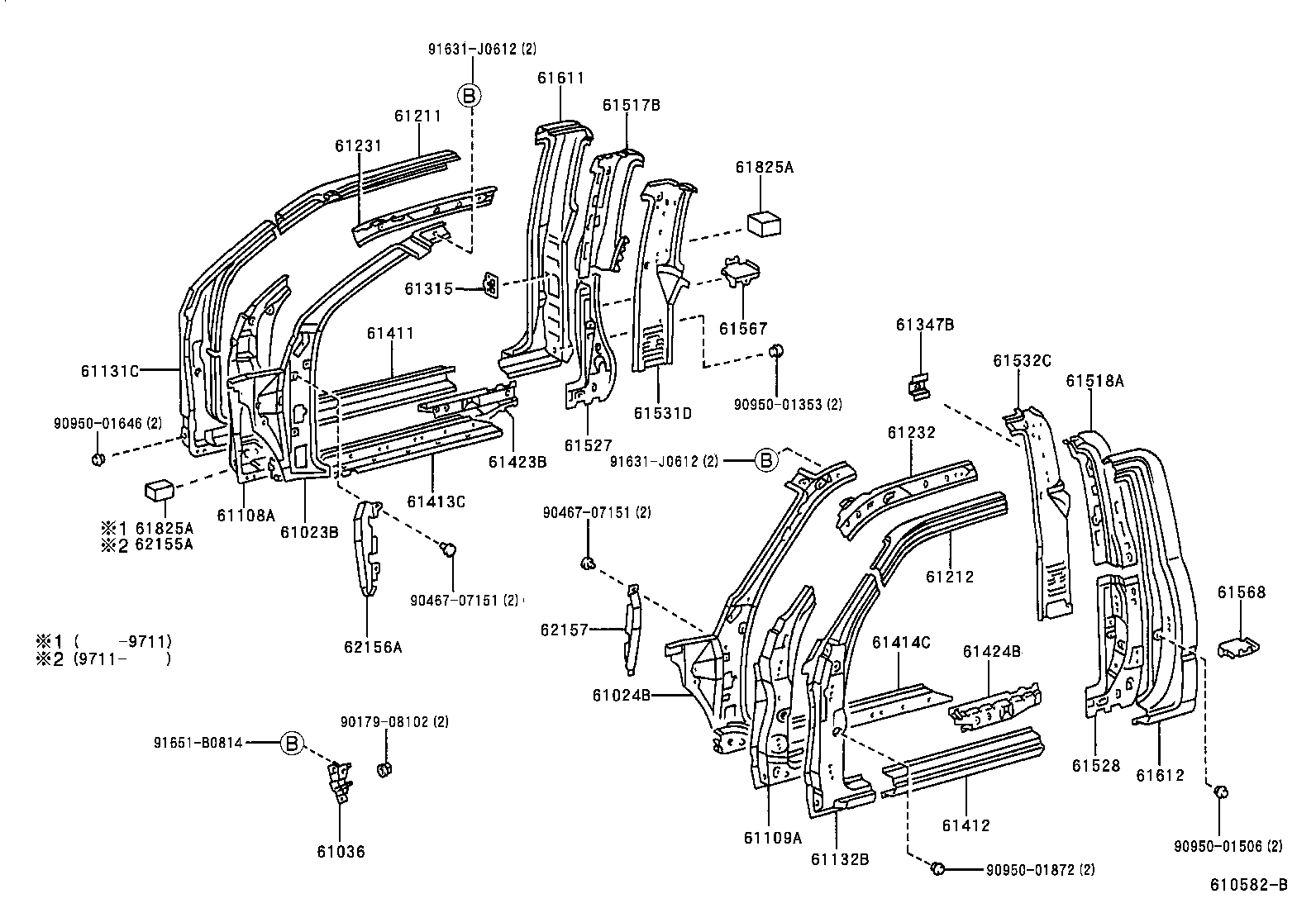 61365-35010 REINFORCE, BELT ANCHOR TO CENTER PILLAR, NO.3 RH product image