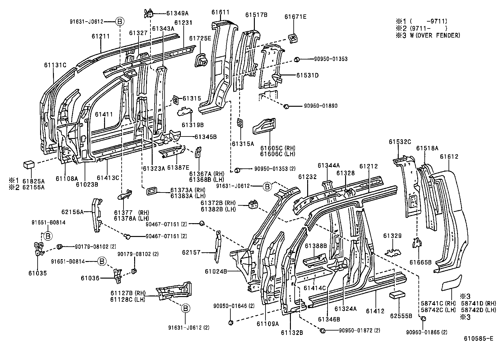 61346-35030 PILLAR, CENTER BODY, INNER LOWER LH product image