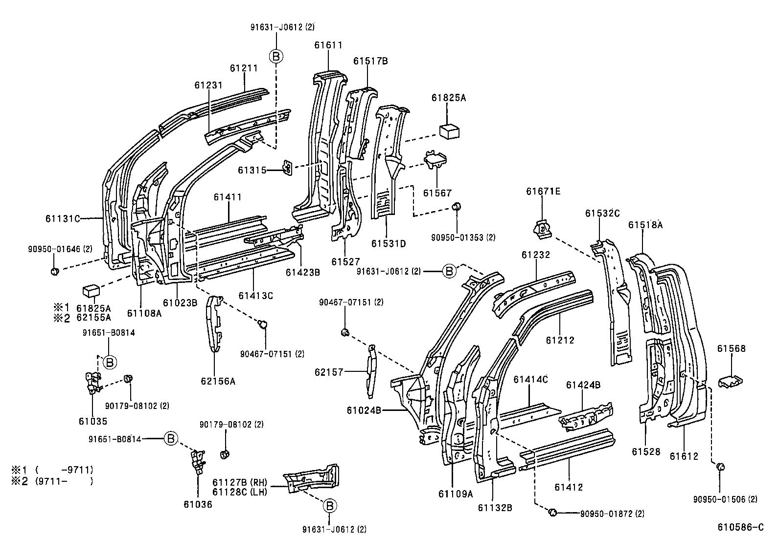 61346-35030 PILLAR, CENTER BODY, INNER LOWER LH product image
