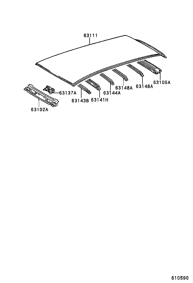 63103-21030 REINFORCEMENT, ROOF PANEL, CENTER product image