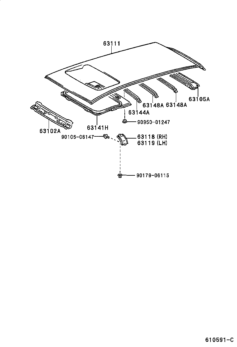 63103-21030 REINFORCEMENT, ROOF PANEL, CENTER product image