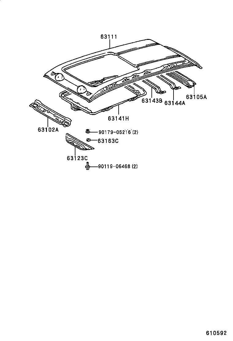63103-21030 REINFORCEMENT, ROOF PANEL, CENTER product image