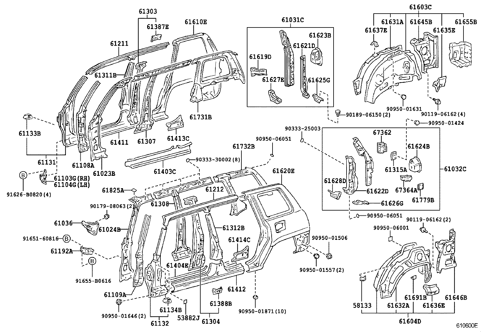 61110-42100 PILLAR, FRONT BODY, UPPER OUTER RH product image