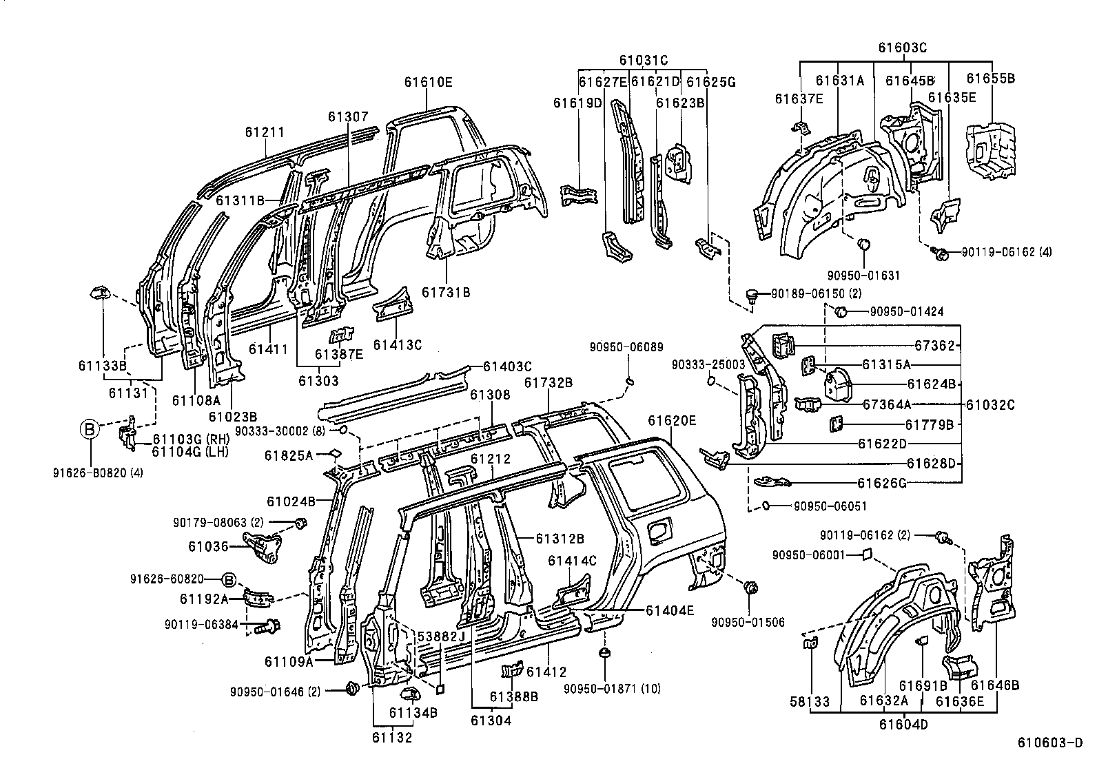 61631-42010 PANEL, QUARTER WHEEL HOUSE, OUTER RH product image