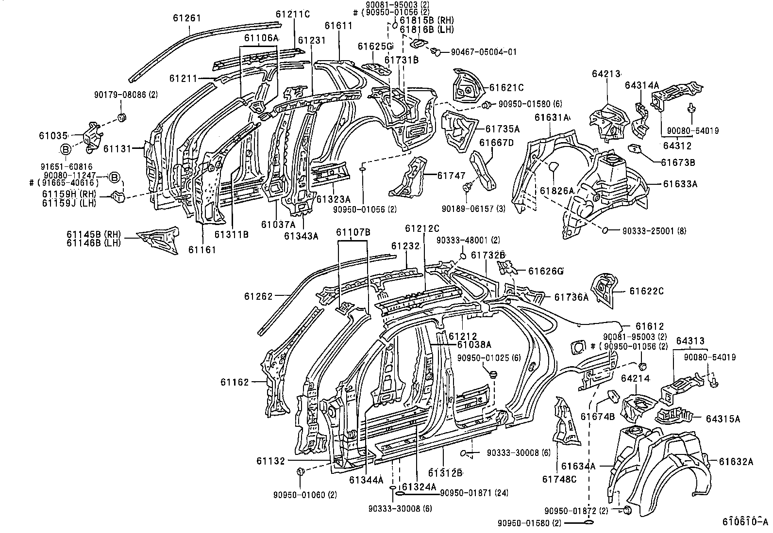 Toyota 61607-07901 PANEL, QUARTER WHEEL HOUSE, INNER RH