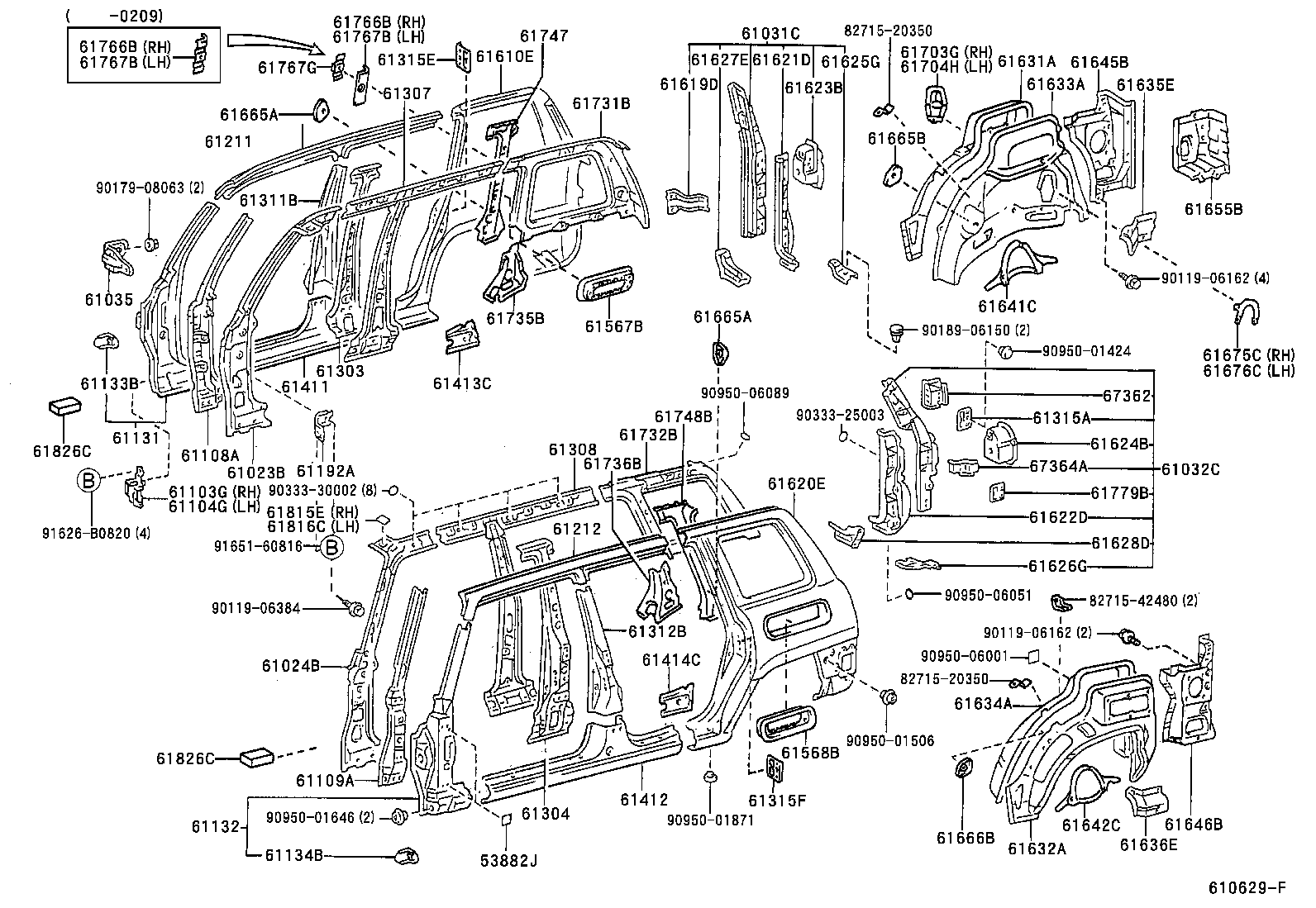 Toyota 61633-42030 PANEL, QUARTER WHEEL HOUSE, INNER RH