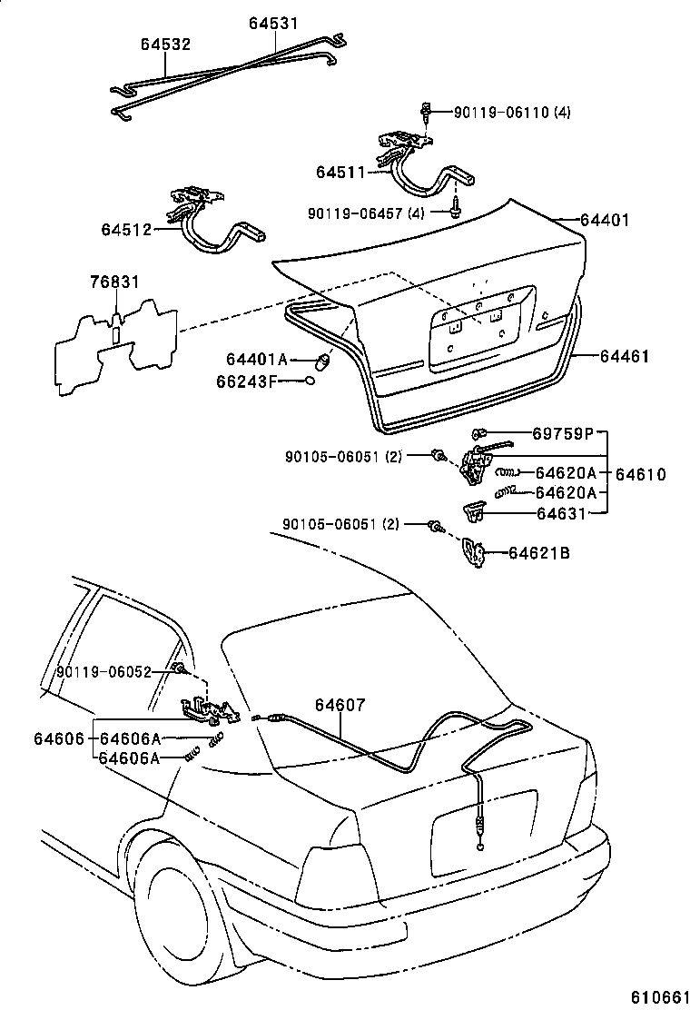 64607-16340 CABLE SUB-ASSY, LUGGAGE DOOR LOCK CONTROL product image