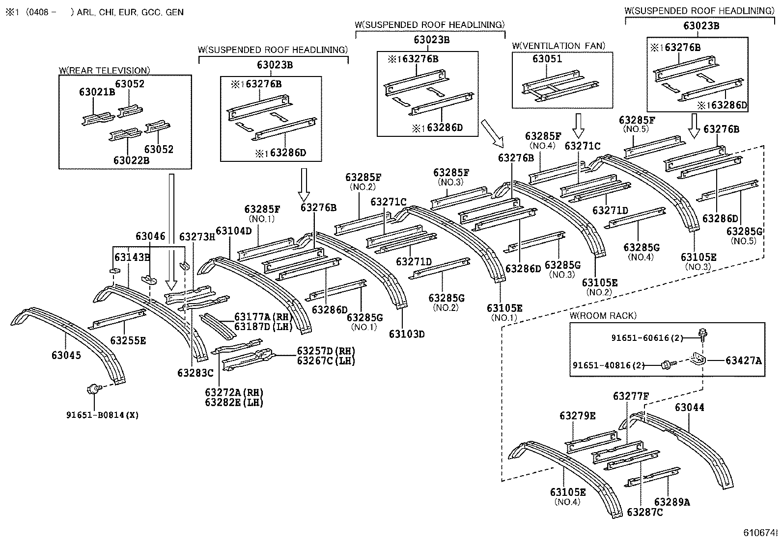 63137-36010 RETAINER, OUTER UNDER REAR VIEW MIRROR product image
