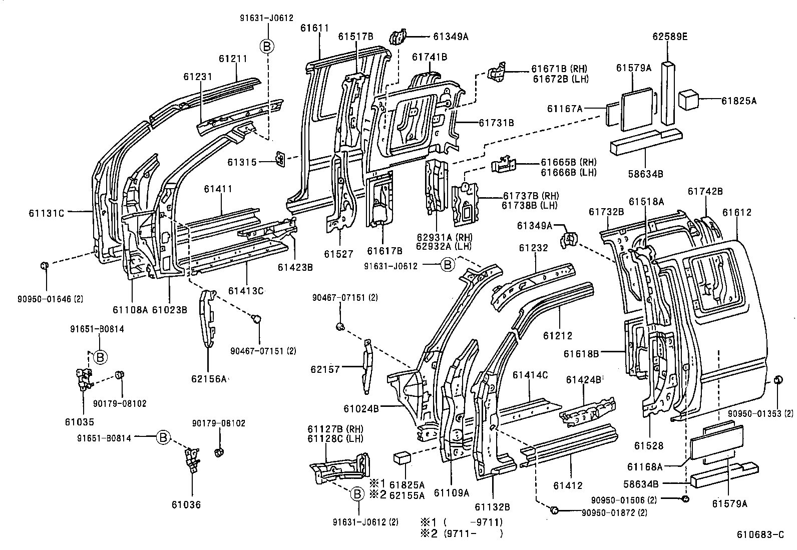 61024-35140 PILLAR SUB-ASSY, FRONT BODY, INNER LH product image