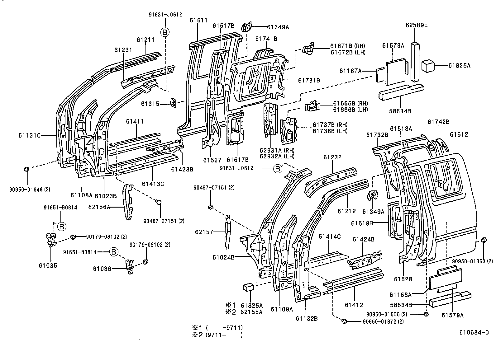 61346-35030 PILLAR, CENTER BODY, INNER LOWER LH product image