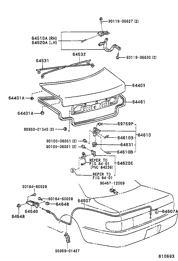 64461-06010 WEATHERSTRIP, LUGGAGE COMPARTMENT DOOR product image