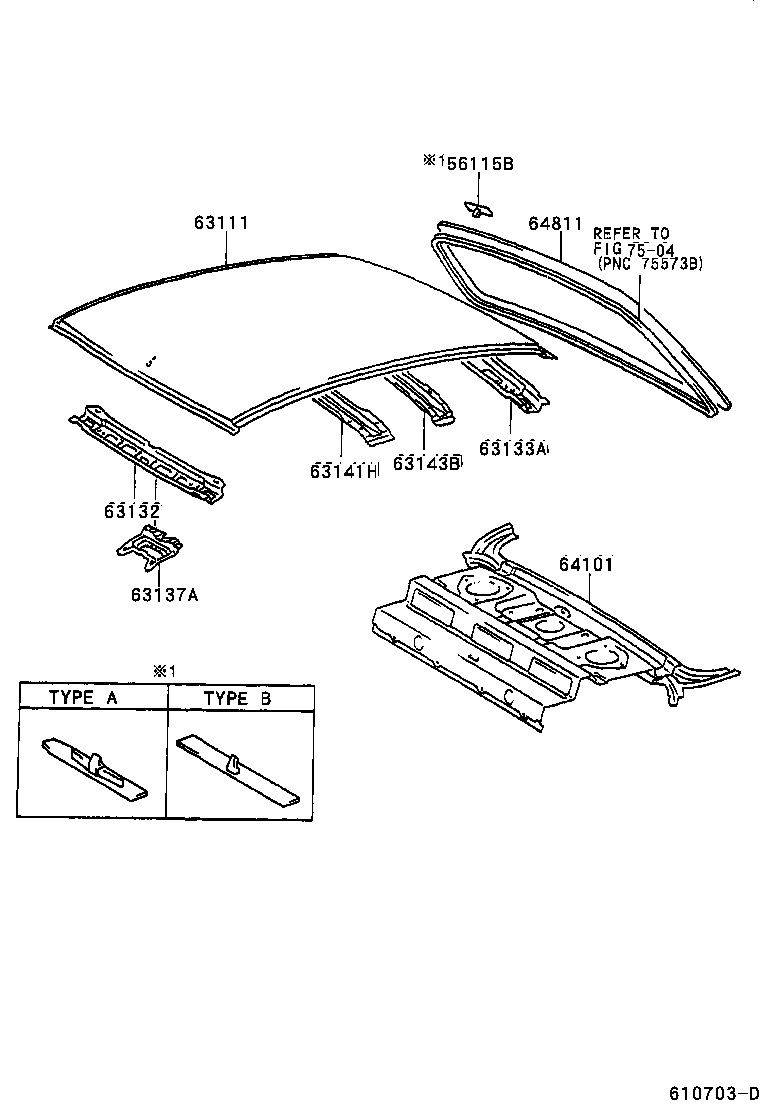 Toyota 63143-47010 REINFORCEMENT, ROOF PANEL, NO.3