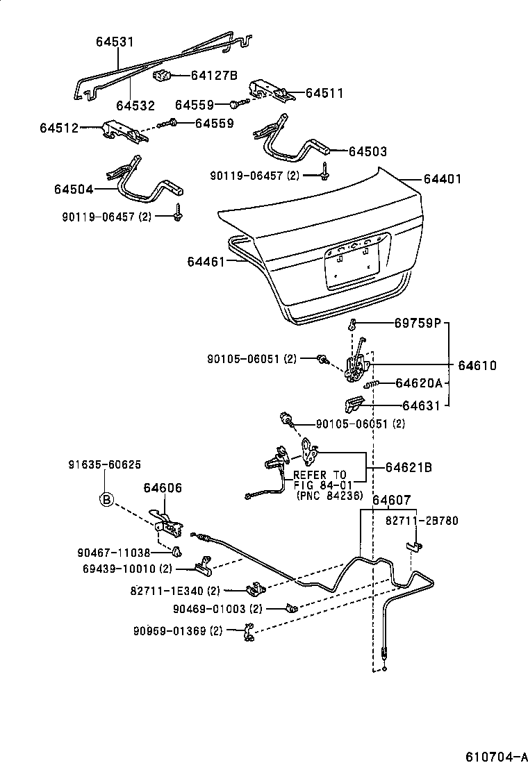 64532-47010 BAR, LUGGAGE DOOR HINGE TORSION, LH product image
