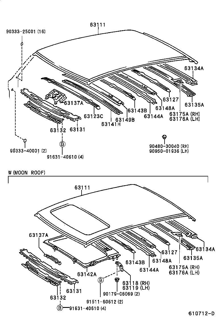 Toyota 63149-48010 REINFORCEMENT, ROOF PANEL, NO.1 REAR