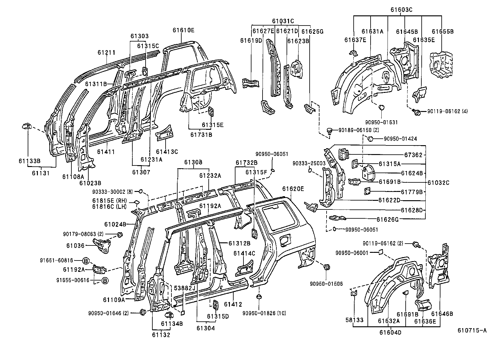 61631-42010 PANEL, QUARTER WHEEL HOUSE, OUTER RH product image