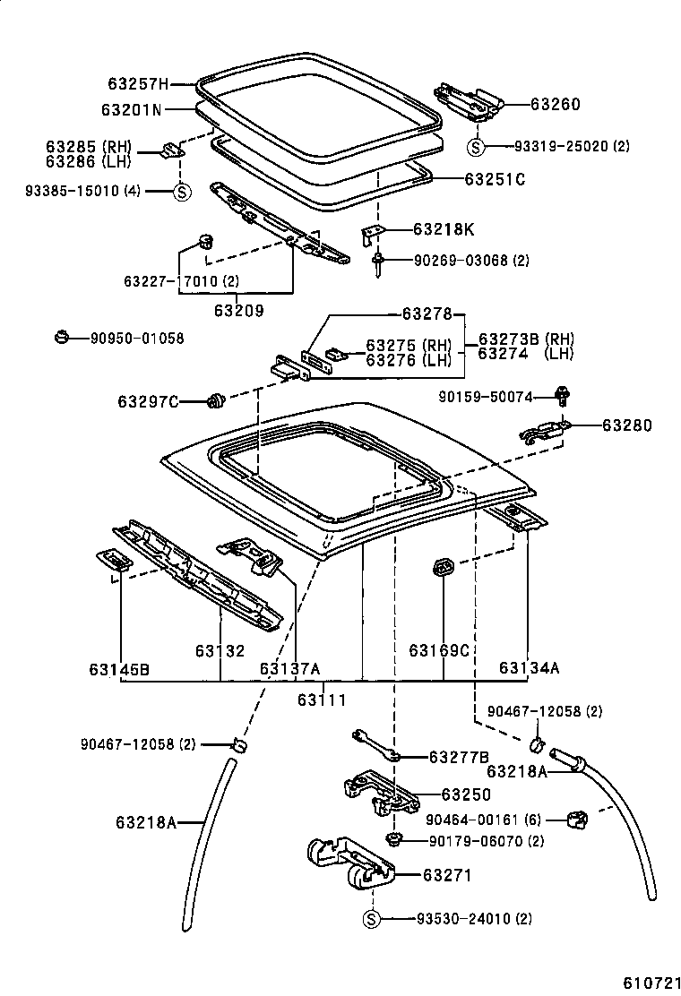 63241-42010 BRACKET, SLIDING ROOF HOUSING FRONT MOUNTING, RH product image