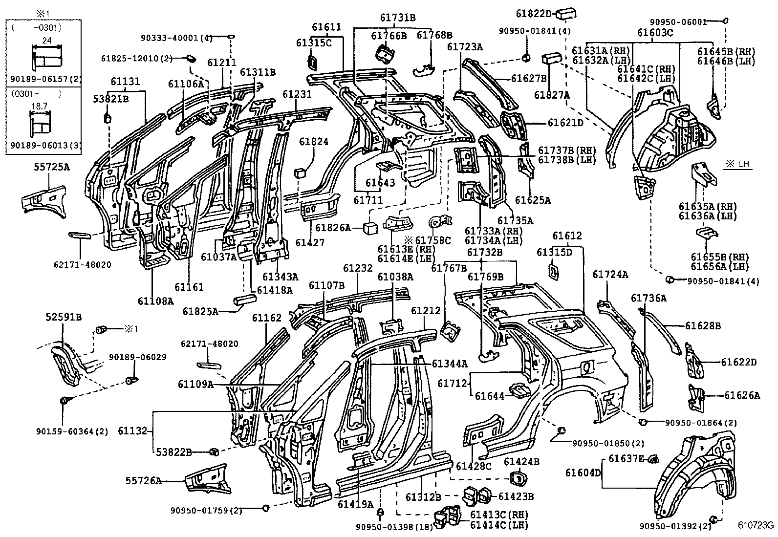 Toyota 61232-48010 RAIL, ROOF SIDE, INNER LH