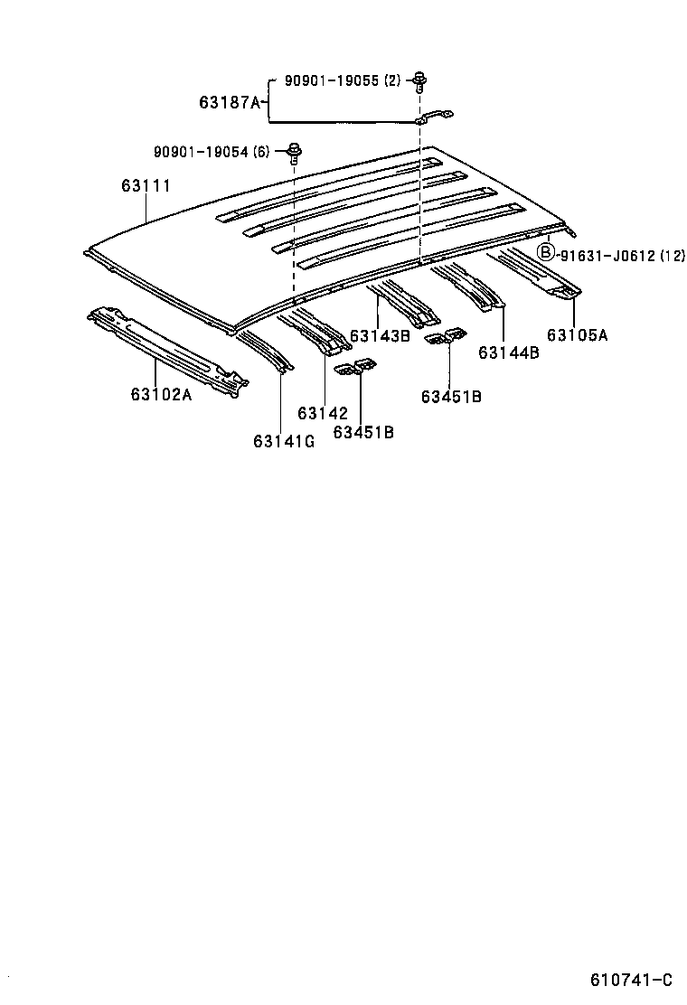 63204-60040 GLASS SUB-ASSY, SLIDING ROOF product image