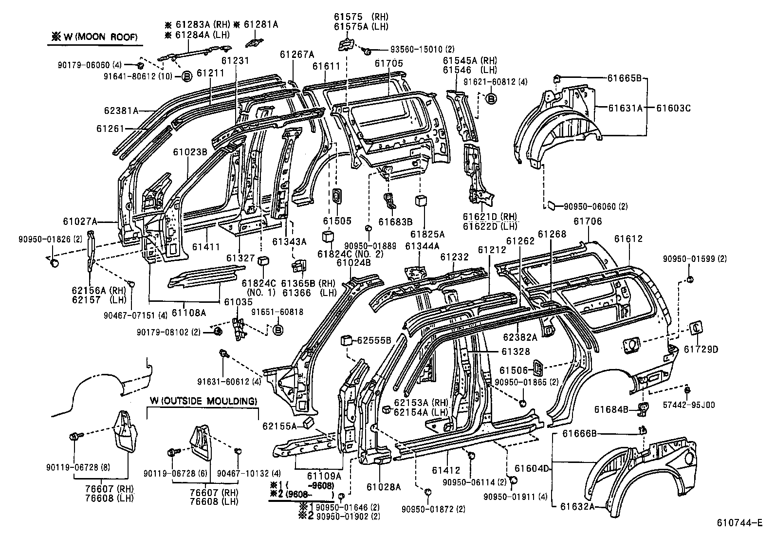Toyota 61232-35111 RAIL, ROOF SIDE, INNER LH