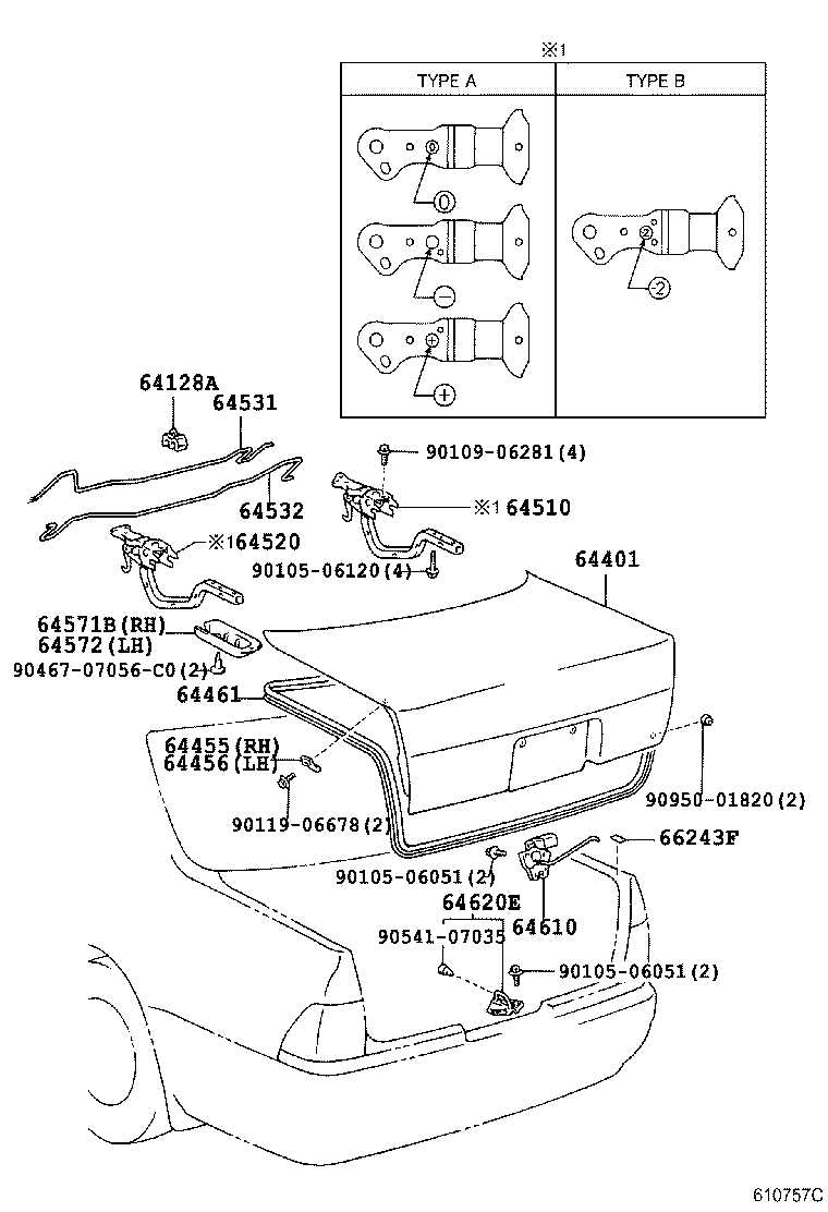 64461-30260 WEATHERSTRIP, LUGGAGE COMPARTMENT DOOR product image