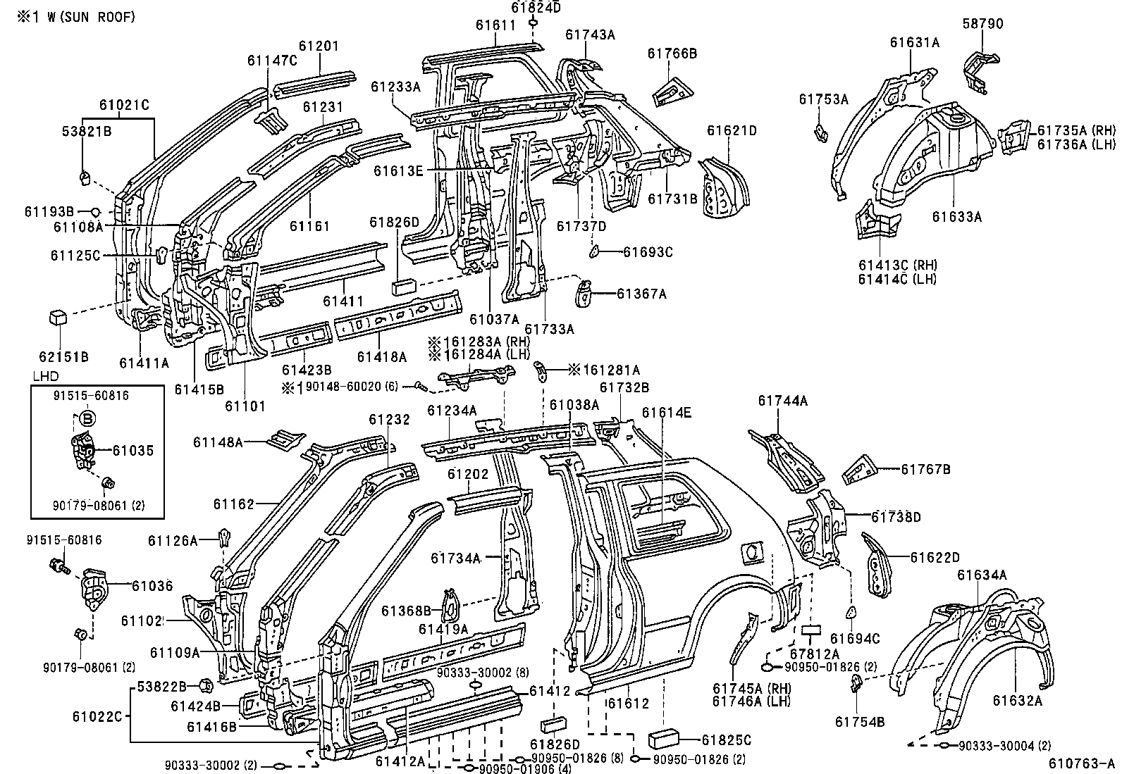 61622-10040 TROUGH, BACK DOOR OPENING, LH product image