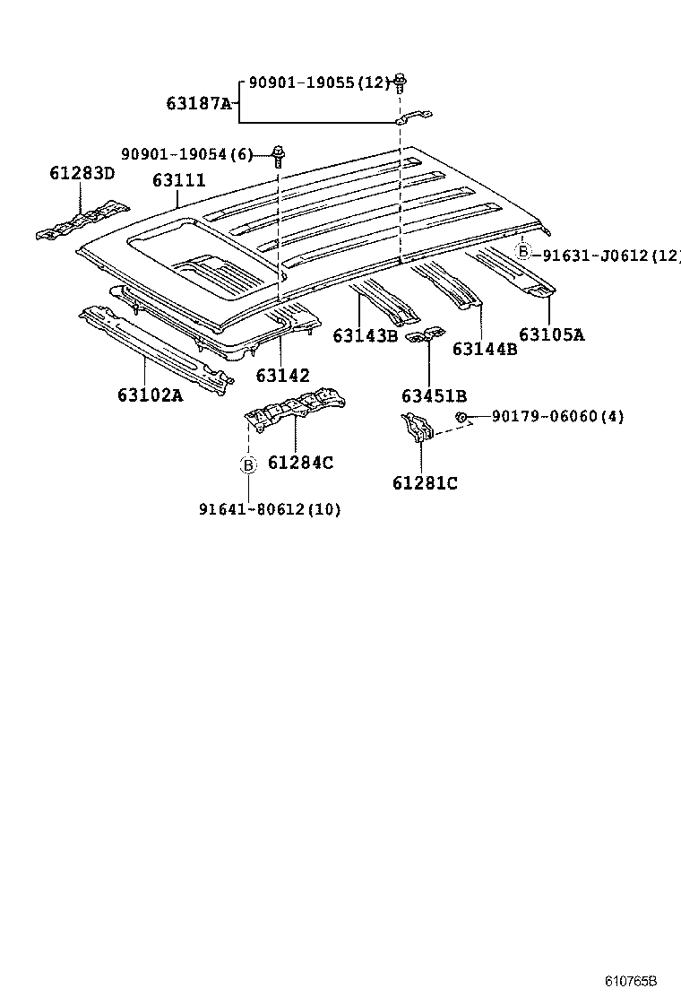 63204-60040 GLASS SUB-ASSY, SLIDING ROOF product image