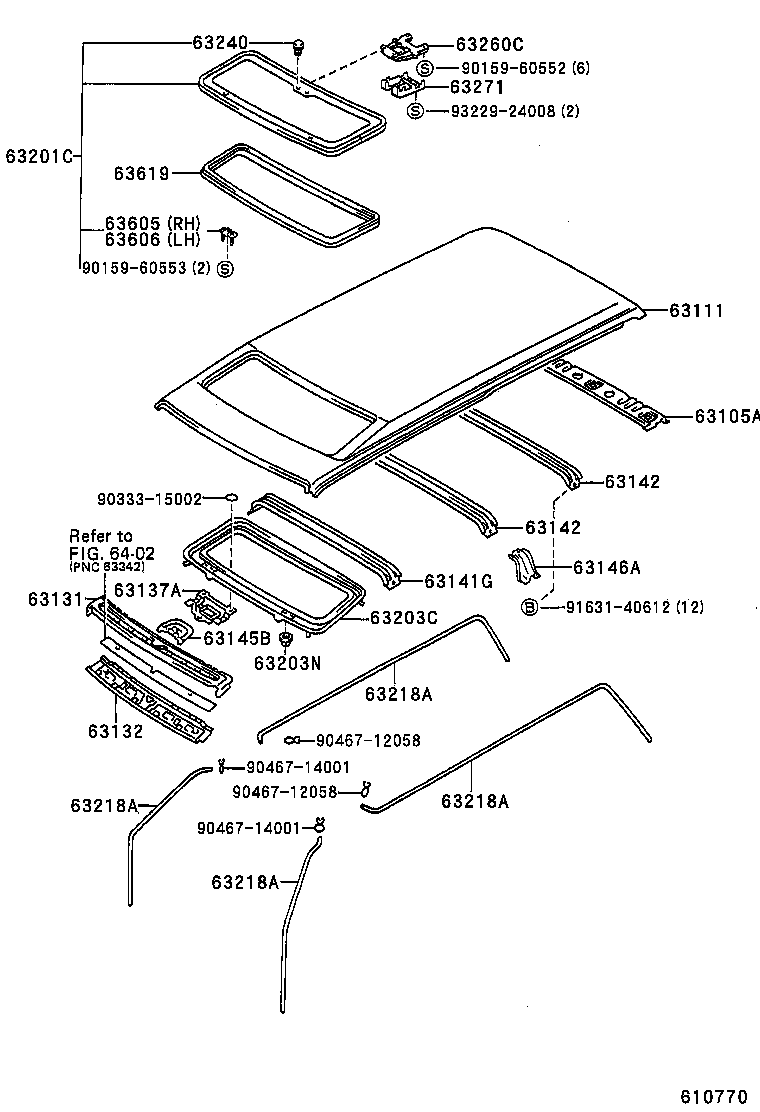 63409-31010 SUPPORT SUB-ASSY, ROOF RACK, CENTER product image