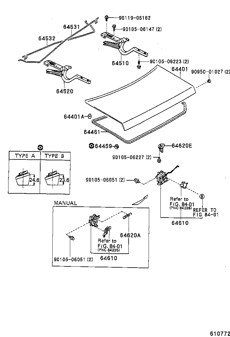 64532-30210 BAR, LUGGAGE DOOR HINGE TORSION, LH product image