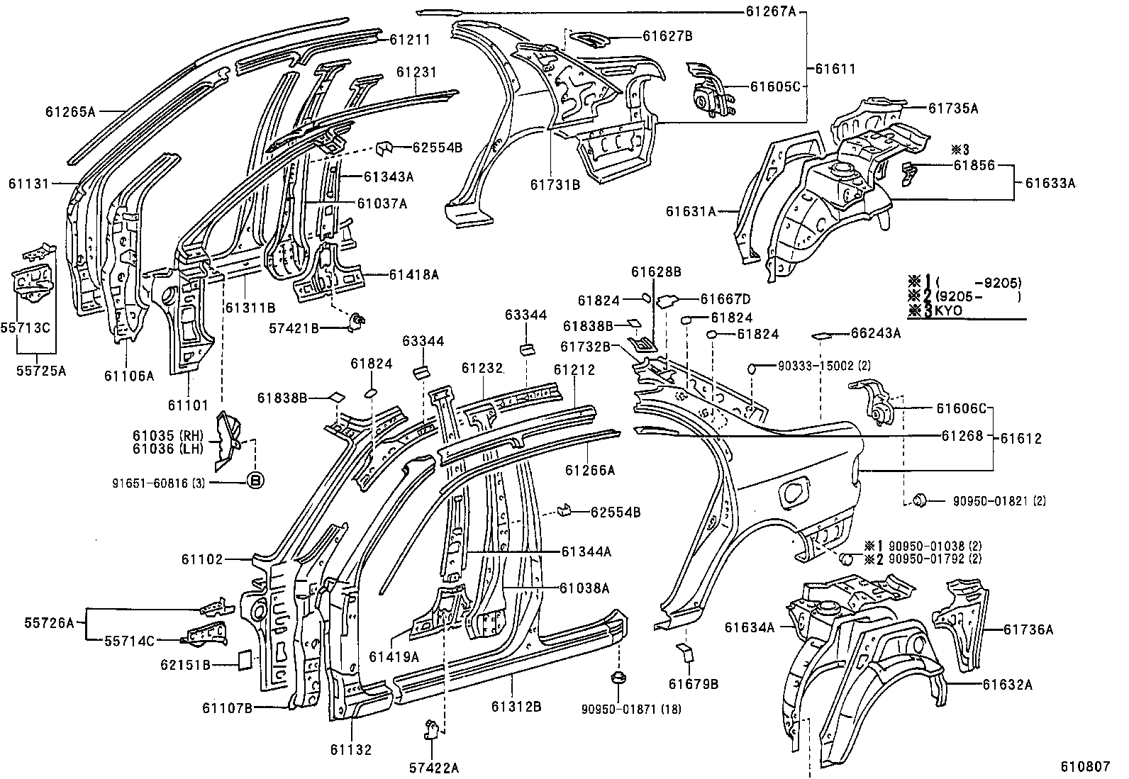 61735-20210 PANEL, ROOF SIDE, INNER REAR RH product image