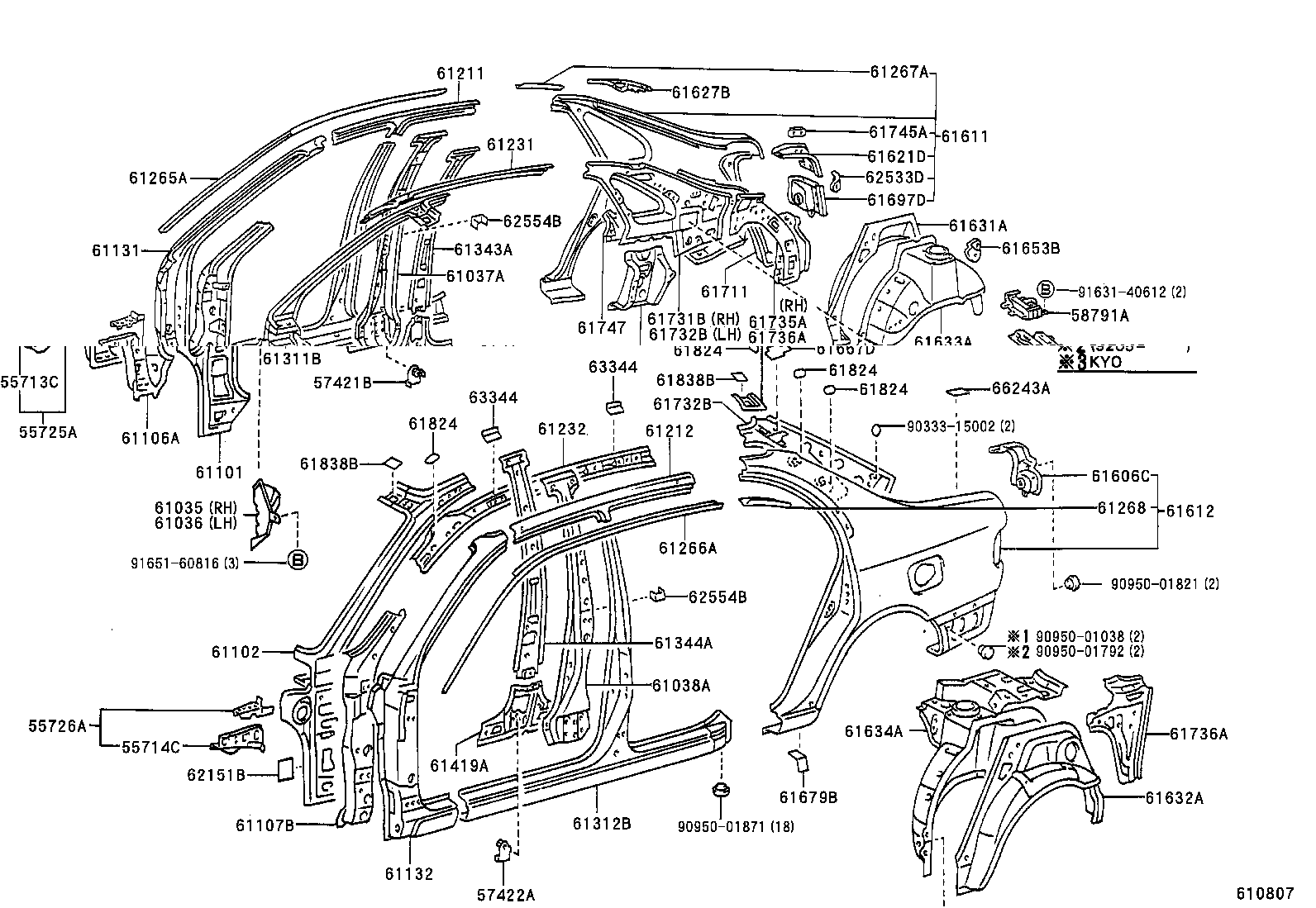 61735-20210 PANEL, ROOF SIDE, INNER REAR RH product image