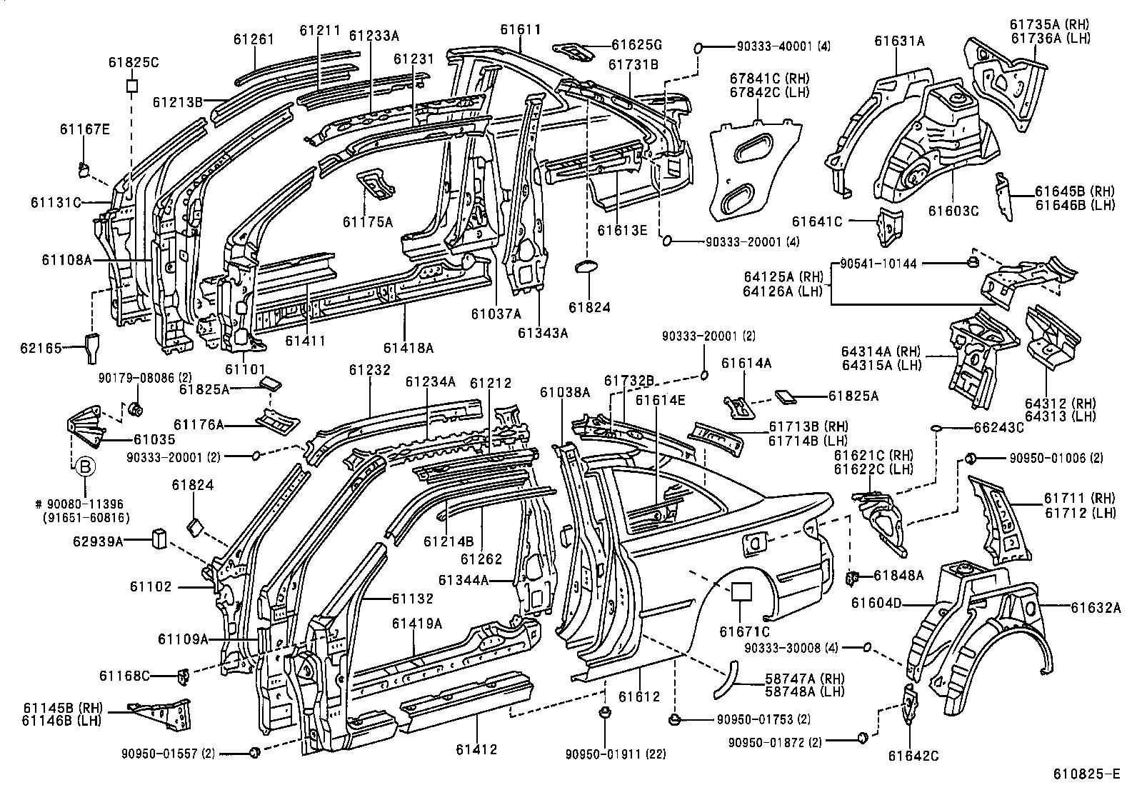 Toyota 61232-06020 RAIL, ROOF SIDE, INNER LH