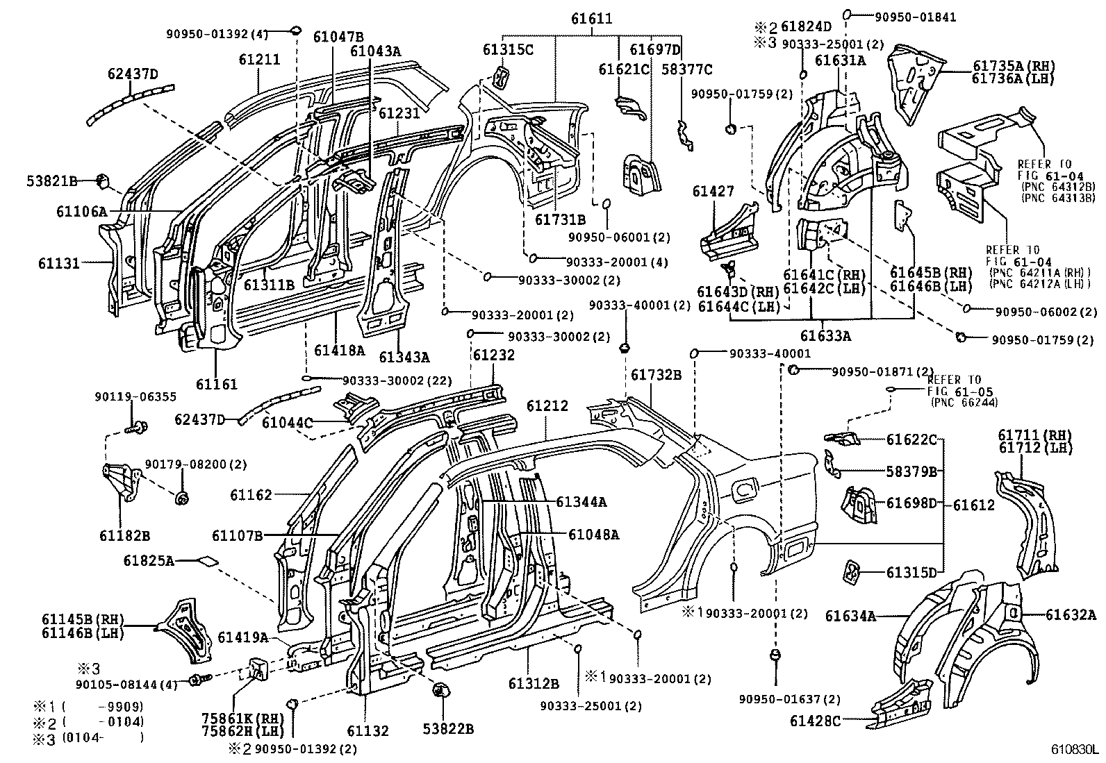 61311-51010 PILLAR, CENTER BODY, OUTER RH product image