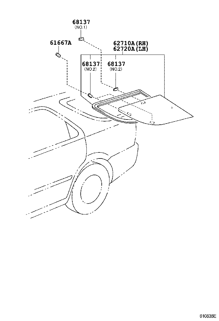 62720-32070 WINDOW ASSY, QUARTER, LH product image