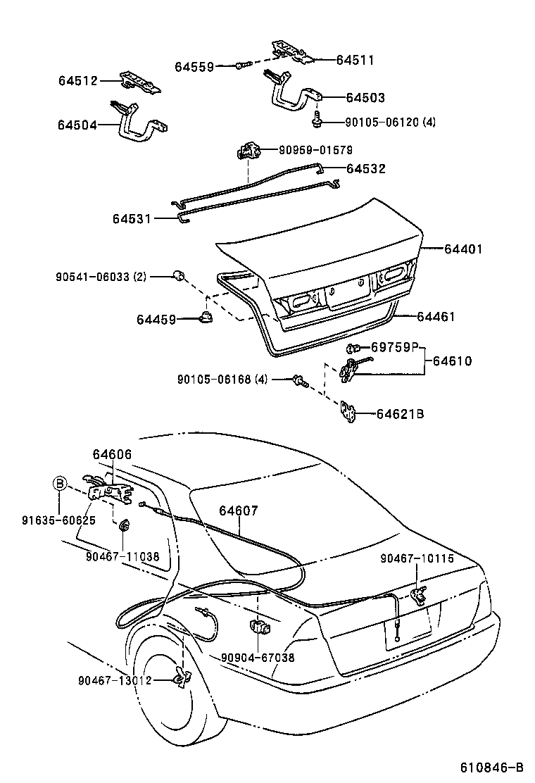 64532-32200 BAR, LUGGAGE DOOR HINGE TORSION, LH product image