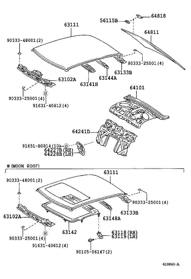 Toyota 63142-22070 REINFORCEMENT, ROOF PANEL, NO.2