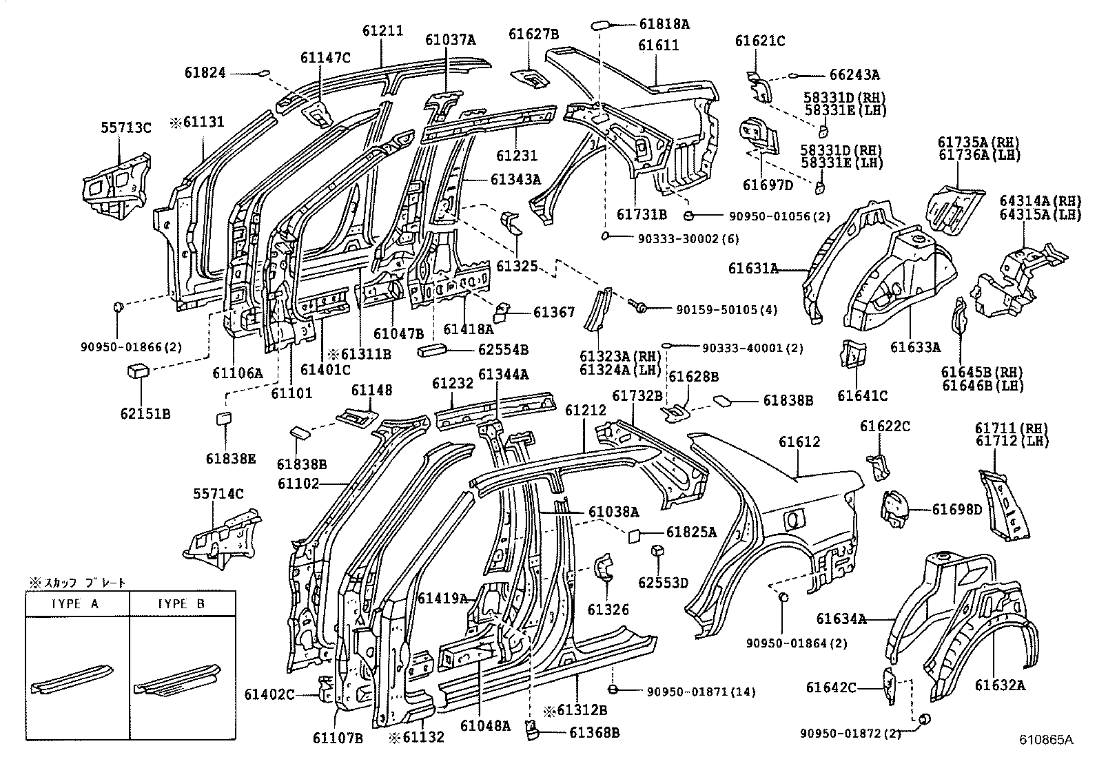 61402-20400 PANEL SUB-ASSY, ROCKER, OUTER LH product image