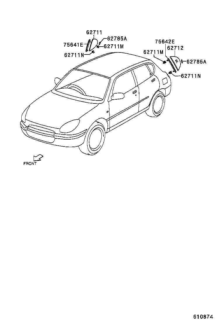 75641-97201 MOULDING, QUARTER WINDOW, RH product image