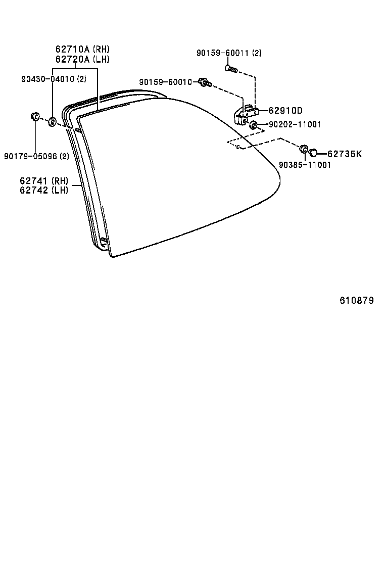 62720-12740 WINDOW ASSY, QUARTER, LH product image